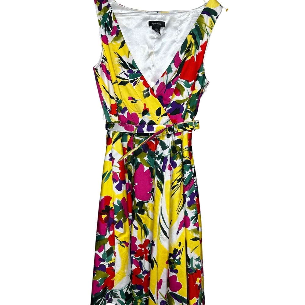 Spence‎ floral dress- size 6-summer sleeveless belted with zipper wedding party